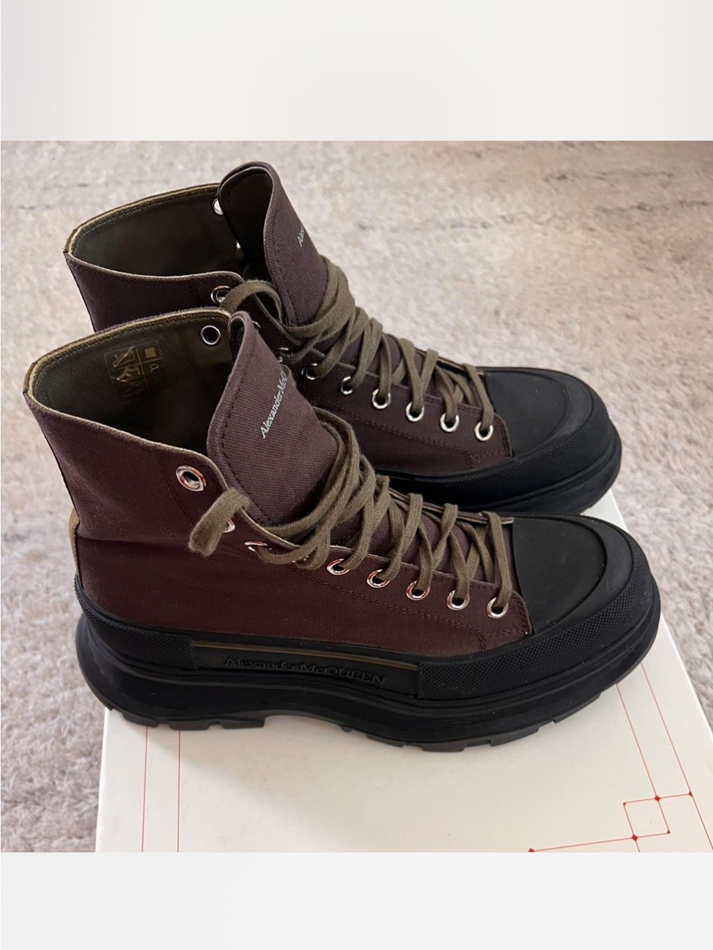 Alexander McQueen Brown High-Top Canvas Sneaker Boot